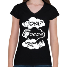 PRINTFASHION Oya? Oya Oya! - Női V-nyakú póló - Fekete női póló