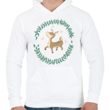 PRINTFASHION Őzike - Férfi kapucnis pulóver - Fehér férfi pulóver, kardigán