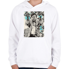 PRINTFASHION Pablo Escobar - Gyerek kapucnis pulóver - Fehér