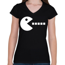 PRINTFASHION Pac-man - páros - Női V-nyakú póló - Fekete női póló
