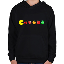 PRINTFASHION PacMan - Gyerek kapucnis pulóver - Fekete gyerek pulóver, kardigán