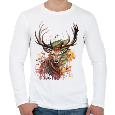 PRINTFASHION Painted Deer - Férfi hosszú ujjú póló - Fehér férfi póló
