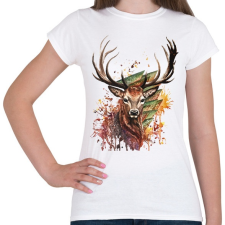 PRINTFASHION Painted Deer - Női póló - Fehér női póló