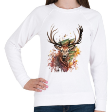 PRINTFASHION Painted Deer - Női pulóver - Fehér