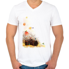 PRINTFASHION Painted Digital Camera - Férfi V-nyakú póló - Fehér férfi póló