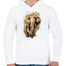 PRINTFASHION Painted Elephant - Férfi kapucnis pulóver - Fehér