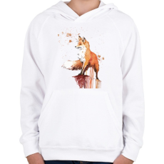 PRINTFASHION Painted Fox - Gyerek kapucnis pulóver - Fehér