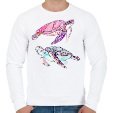 PRINTFASHION Painted Turtles - Férfi pulóver - Fehér férfi pulóver, kardigán