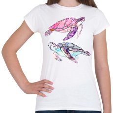 PRINTFASHION Painted Turtles - Női póló - Fehér