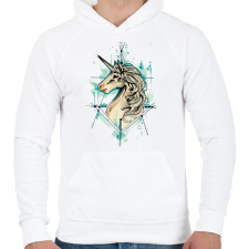 PRINTFASHION Painted Unicorn - Férfi kapucnis pulóver - Fehér férfi pulóver, kardigán