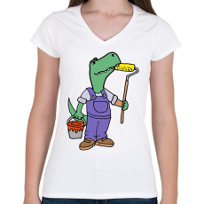 PRINTFASHION Painter crock - Női V-nyakú póló - Fehér