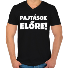 PRINTFASHION PAJTÁSOK ELŐRE - Férfi V-nyakú póló - Fekete férfi póló