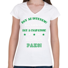 PRINTFASHION Paks - Női V-nyakú póló - Fehér