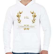 PRINTFASHION Pál - Férfi kapucnis pulóver - Fehér