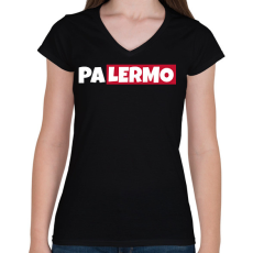 PRINTFASHION PALERMO - Női V-nyakú póló - Fekete