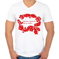 PRINTFASHION Pálinka dal páros minta #2 - Férfi V-nyakú póló - Fehér