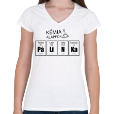 PRINTFASHION Pálinka kémia alapfok - Női V-nyakú póló - Fehér női póló