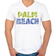 PRINTFASHION PALM BEACH - Férfi V-nyakú póló - Fehér