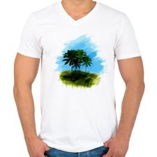 PRINTFASHION pálma1 - Férfi V-nyakú póló - Fehér férfi póló