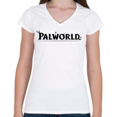 PRINTFASHION Palworld - fekete - Női V-nyakú póló - Fehér