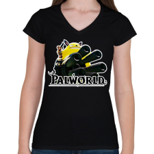 PRINTFASHION Palworld - Női V-nyakú póló - Fekete női póló