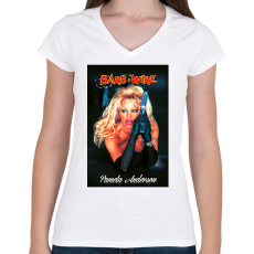 PRINTFASHION Pamela Anderson - Női V-nyakú póló - Fehér