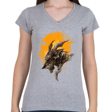 PRINTFASHION Páncélos sárkány - Női V-nyakú póló - Sport szürke női póló