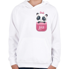 PRINTFASHION Panda a zsebben - Gyerek kapucnis pulóver - Fehér gyerek pulóver, kardigán