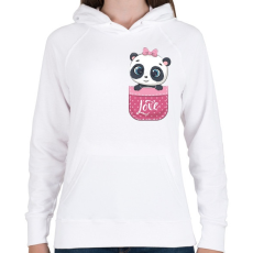 PRINTFASHION Panda a zsebben - Női kapucnis pulóver - Fehér