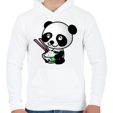 PRINTFASHION Panda diétázik - Férfi kapucnis pulóver - Fehér férfi pulóver, kardigán