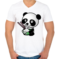 PRINTFASHION Panda diétázik - Férfi V-nyakú póló - Fehér férfi póló