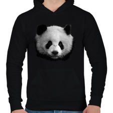 PRINTFASHION panda (fekete-fehér újság) - Férfi kapucnis pulóver - Fekete férfi pulóver, kardigán