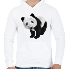 PRINTFASHION Panda - Férfi kapucnis pulóver - Fehér férfi pulóver, kardigán