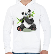 PRINTFASHION Panda  - Férfi kapucnis pulóver - Fehér férfi pulóver, kardigán