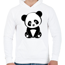 PRINTFASHION Panda - Férfi kapucnis pulóver - Fehér férfi pulóver, kardigán