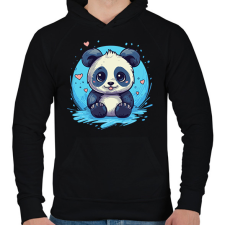 PRINTFASHION panda - Férfi kapucnis pulóver - Fekete férfi pulóver, kardigán