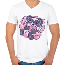 PRINTFASHION Panda - Férfi V-nyakú póló - Fehér férfi póló