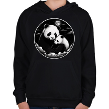 PRINTFASHION panda - Gyerek kapucnis pulóver - Fekete gyerek pulóver, kardigán