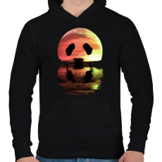 PRINTFASHION Panda hold - Férfi kapucnis pulóver - Fekete