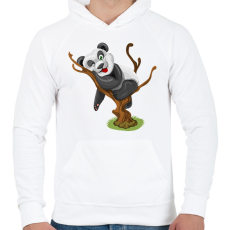 PRINTFASHION Panda jóga - Férfi kapucnis pulóver - Fehér