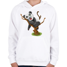 PRINTFASHION Panda jóga - Gyerek kapucnis pulóver - Fehér gyerek pulóver, kardigán