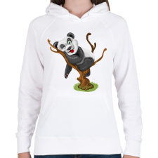 PRINTFASHION Panda jóga - Női kapucnis pulóver - Fehér női pulóver, kardigán