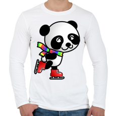 PRINTFASHION Panda korcsolyázik  - Férfi hosszú ujjú póló - Fehér