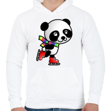 PRINTFASHION Panda korcsolyázik  - Férfi kapucnis pulóver - Fehér