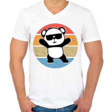 PRINTFASHION Panda Love - Férfi V-nyakú póló - Fehér férfi póló
