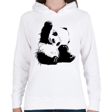 PRINTFASHION Panda maci - Női kapucnis pulóver - Fehér női pulóver, kardigán