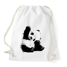 PRINTFASHION Panda maci - Sportzsák, Tornazsák - Fehér tornazsák