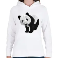 PRINTFASHION Panda - Női kapucnis pulóver - Fehér női pulóver, kardigán