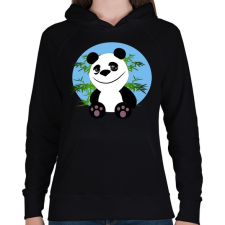 PRINTFASHION panda - Női kapucnis pulóver - Fekete női pulóver, kardigán
