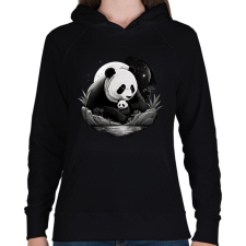 PRINTFASHION panda - Női kapucnis pulóver - Fekete női pulóver, kardigán